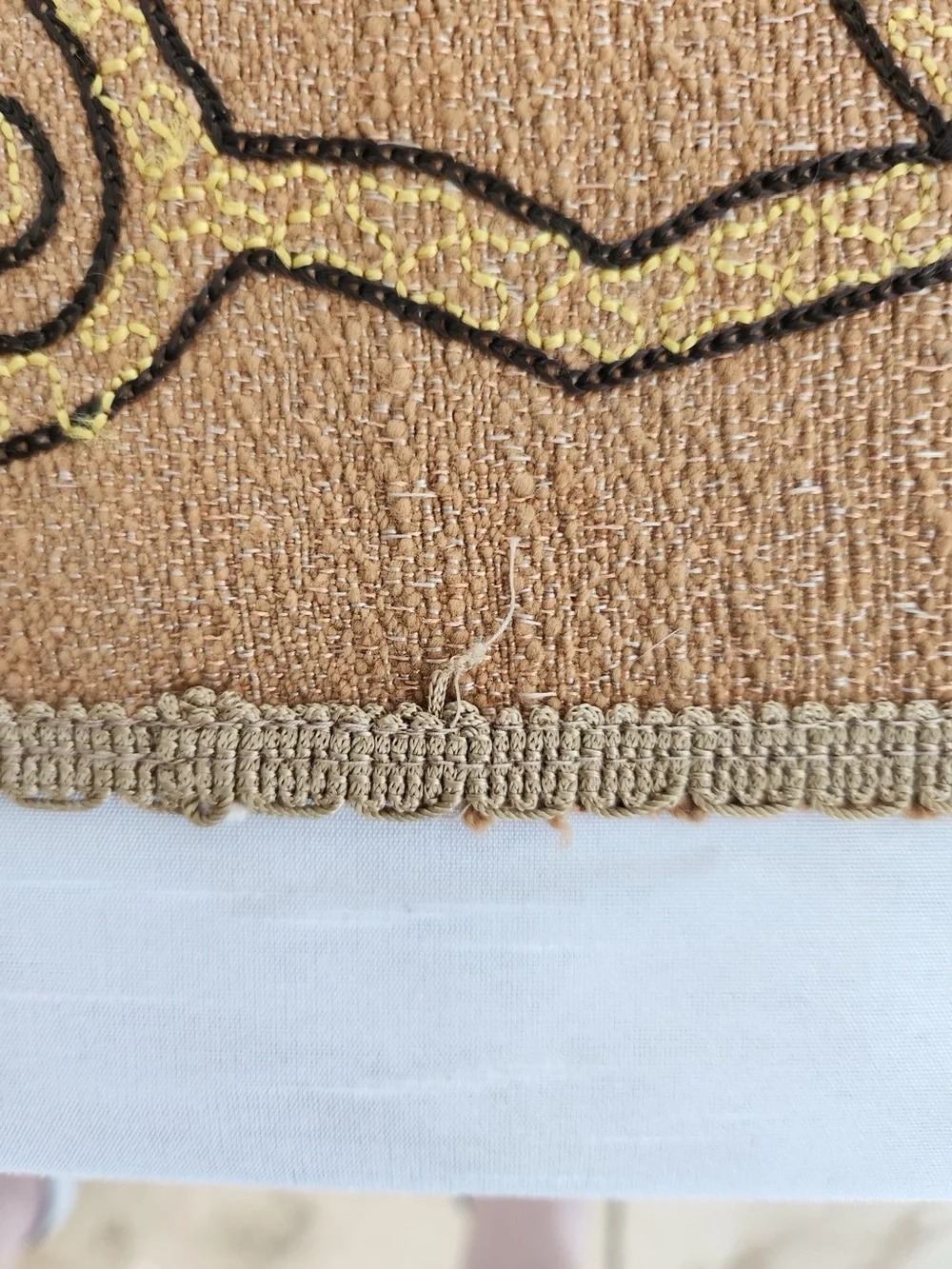 Vintage Floral Punch Needle Embroidered Arts & Crafts Style Table Runner Pair